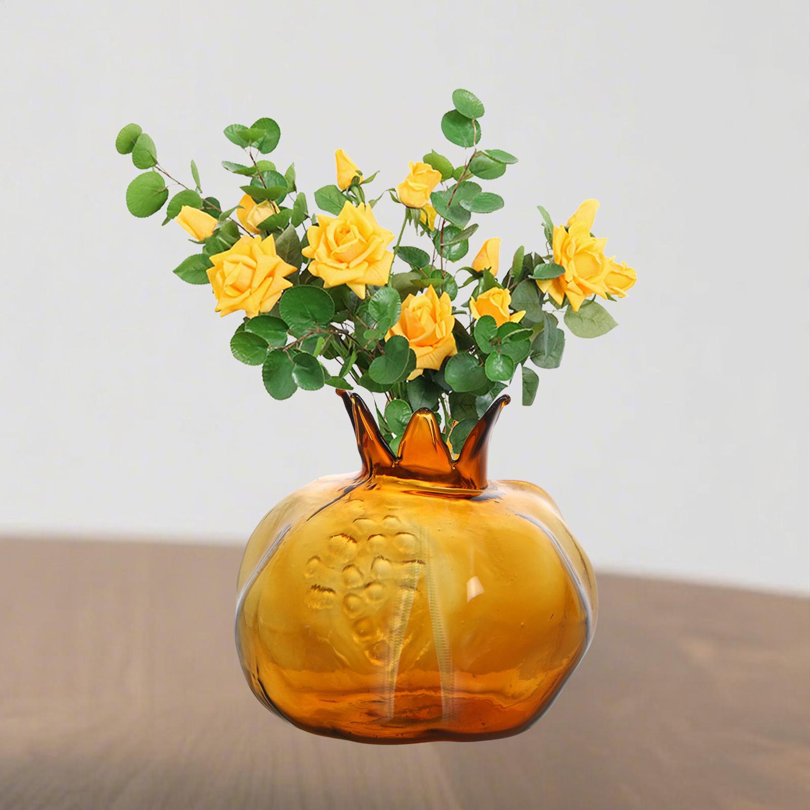 Dried Flower Bunch - Pomegranate Shaped Flower Vase Glass Flower
