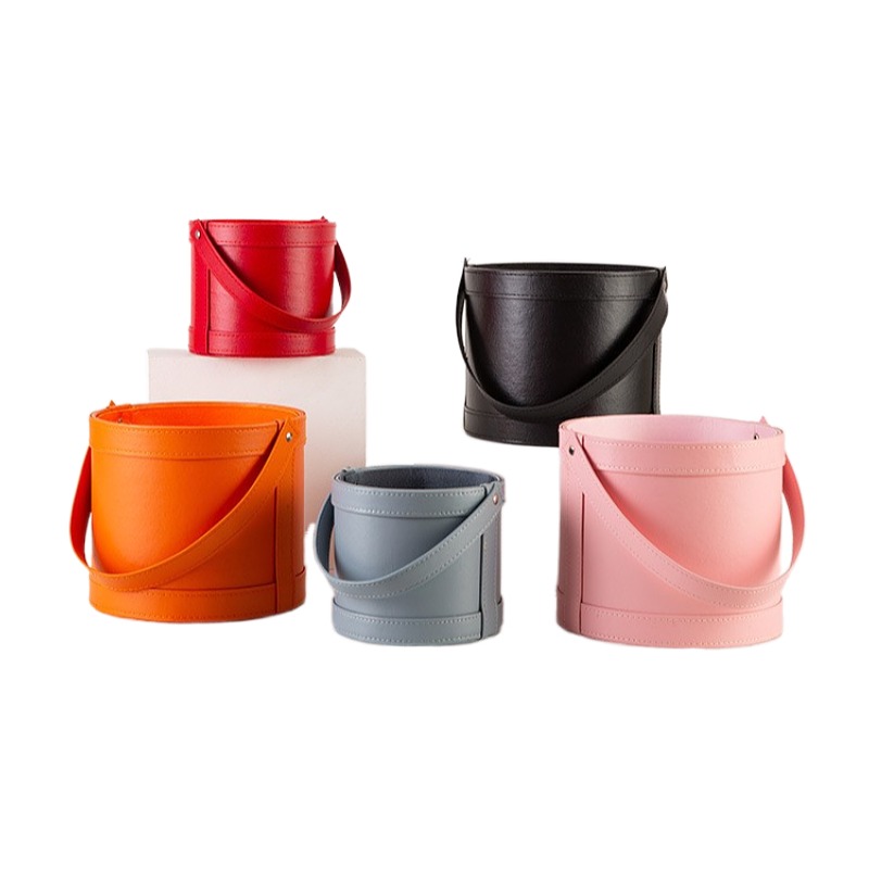 Portable Leather Round Gift Bo – Florist Supply Buckets Bewertung und Preis